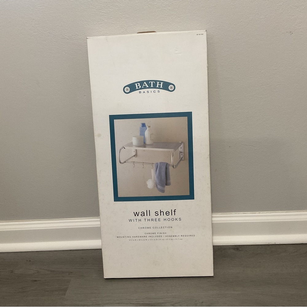 Target Bath Basics Cream Wall Shelf with Hooks